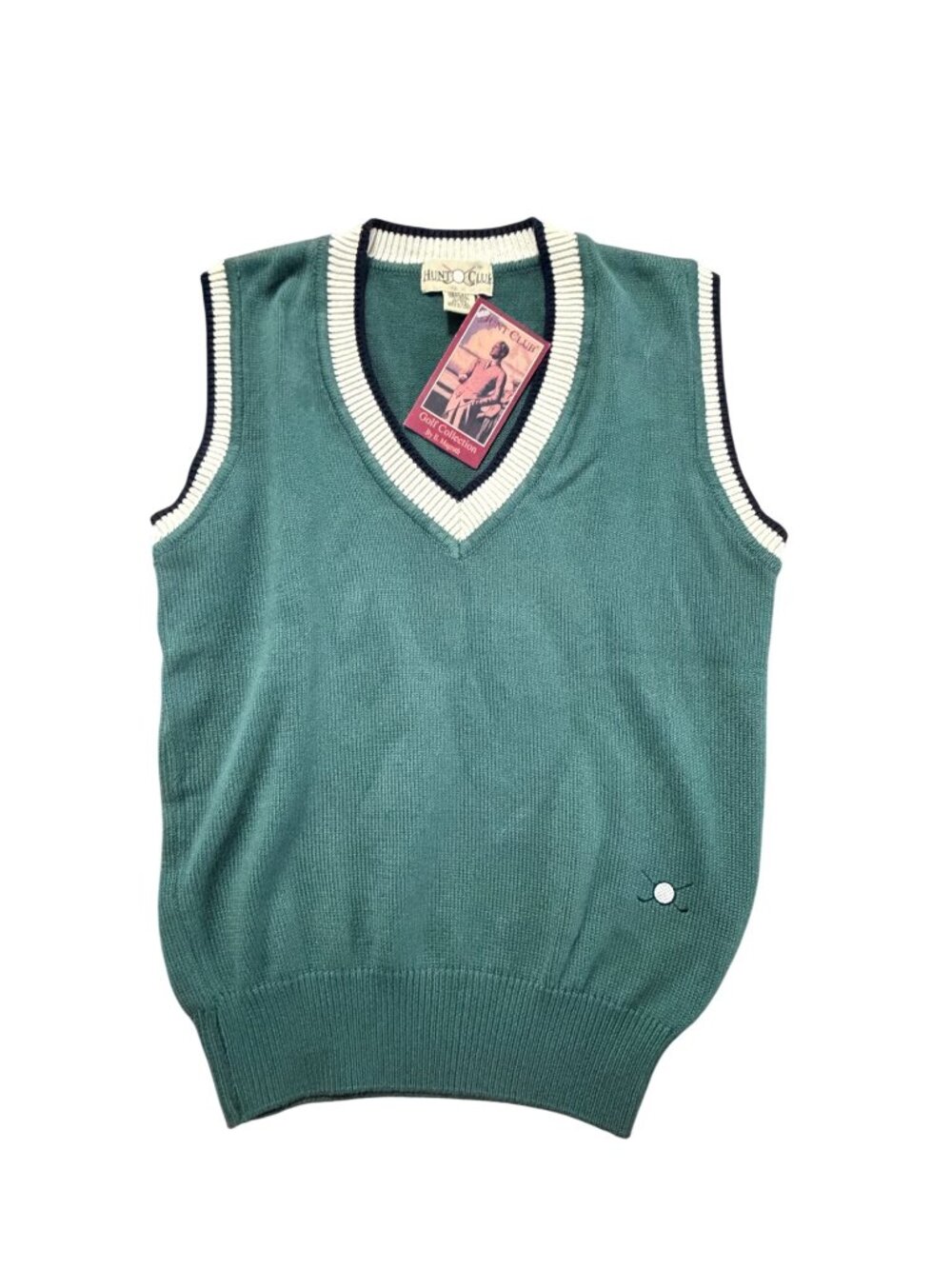 Vintage Hunt Club Mens Golf Sweater Vest Medium Green V-Neck 100% Cotton NWT